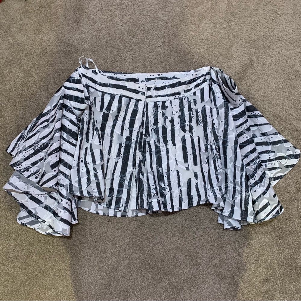 Milly Rosa Cady Top Off the Shoulder Striped Floral